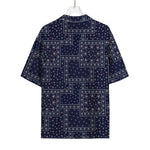 Blue Floral Patchwork Pattern Print Rayon Hawaiian Shirt