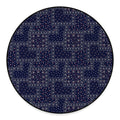 Blue Floral Patchwork Pattern Print Round Floor Mat
