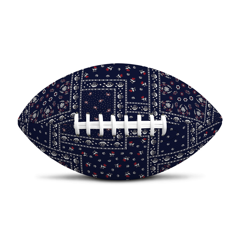 Blue Floral Patchwork Pattern Print Rugby Ball