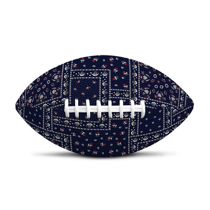 Blue Floral Patchwork Pattern Print Rugby Ball