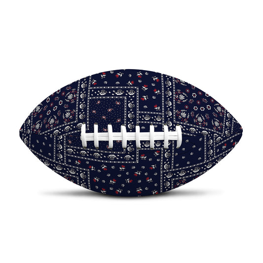 Blue Floral Patchwork Pattern Print Rugby Ball