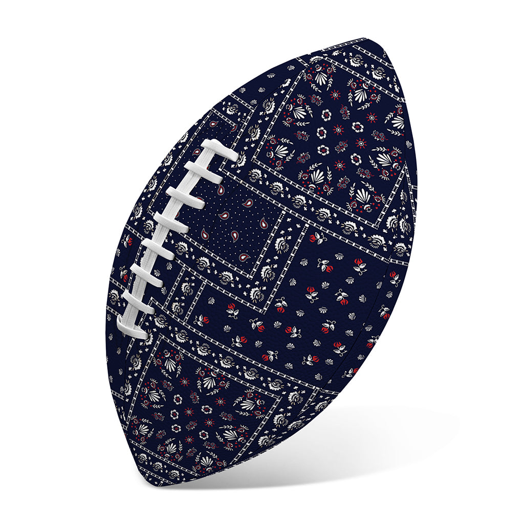 Blue Floral Patchwork Pattern Print Rugby Ball