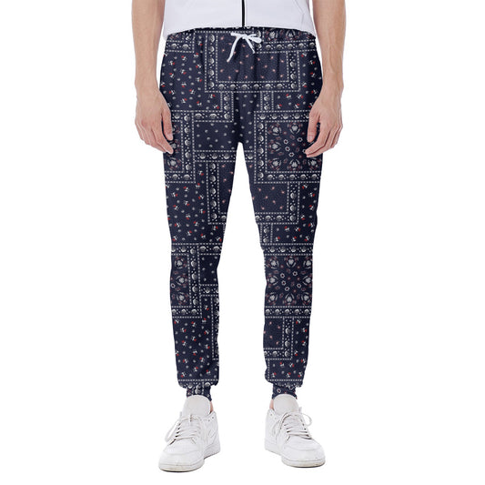 Blue Floral Patchwork Pattern Print Scuba Joggers