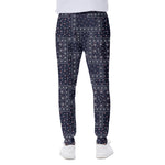 Blue Floral Patchwork Pattern Print Scuba Joggers