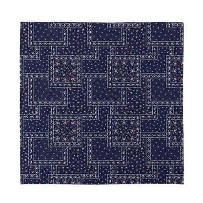 Blue Floral Patchwork Pattern Print Silk Bandana