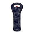 Blue Floral Patchwork Pattern Print Single Neoprene Wine Tote