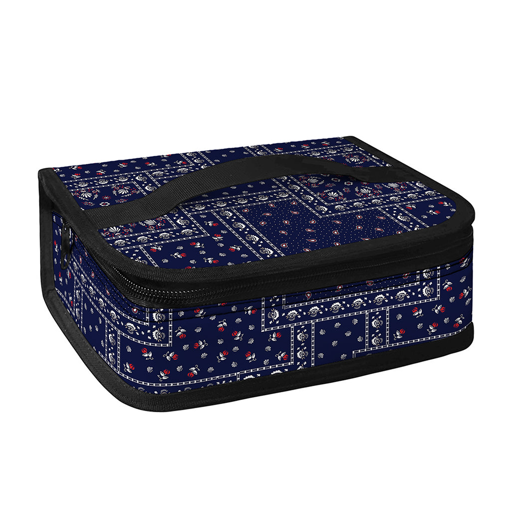 Blue Floral Patchwork Pattern Print Small Lunch Bag