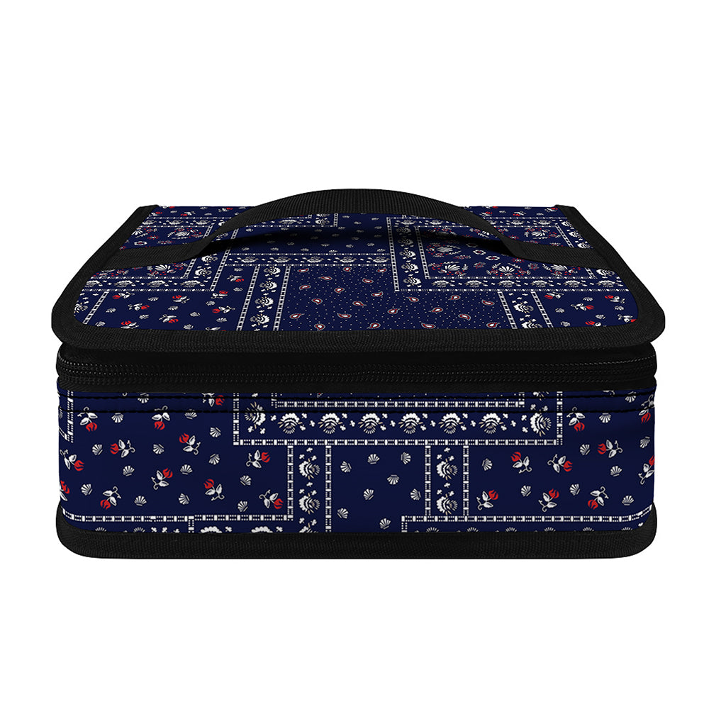 Blue Floral Patchwork Pattern Print Small Lunch Bag