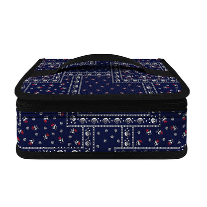 Blue Floral Patchwork Pattern Print Small Lunch Bag