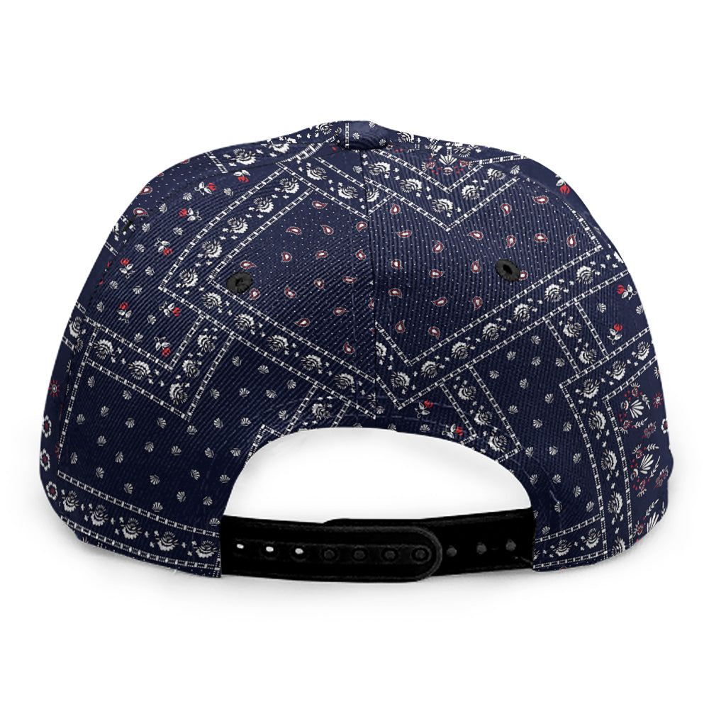 Blue Floral Patchwork Pattern Print Snapback Cap