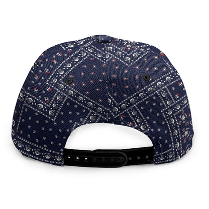 Blue Floral Patchwork Pattern Print Snapback Cap