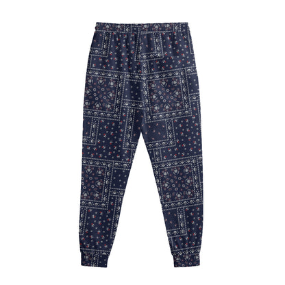 Blue Floral Patchwork Pattern Print Sweatpants
