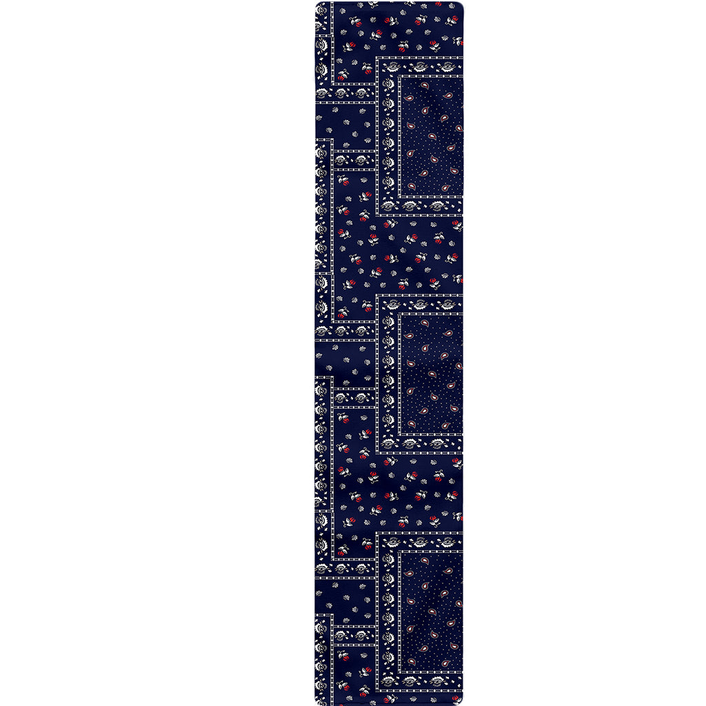Blue Floral Patchwork Pattern Print Table Runner