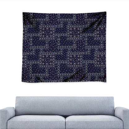 Blue Floral Patchwork Pattern Print Tapestry