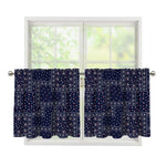 Blue Floral Patchwork Pattern Print Tier Curtains