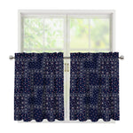 Blue Floral Patchwork Pattern Print Tier Curtains