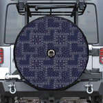 Blue Floral Patchwork Pattern Print Tire Cover With Camera Hole