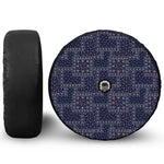 Blue Floral Patchwork Pattern Print Tire Cover With Camera Hole