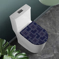 Blue Floral Patchwork Pattern Print Toilet Lid Cover