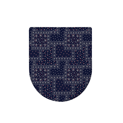Blue Floral Patchwork Pattern Print Toilet Lid Cover