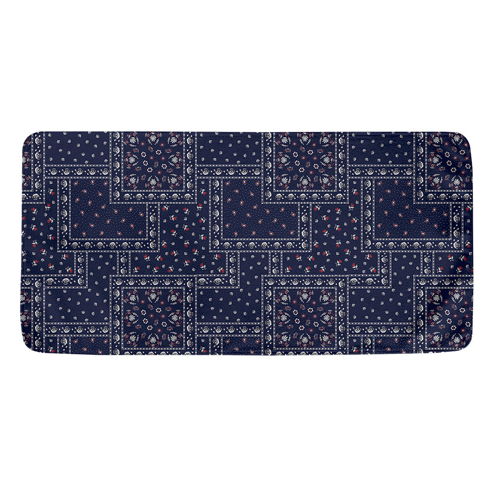 Blue Floral Patchwork Pattern Print Towel