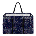 Blue Floral Patchwork Pattern Print Utility Tote Bag