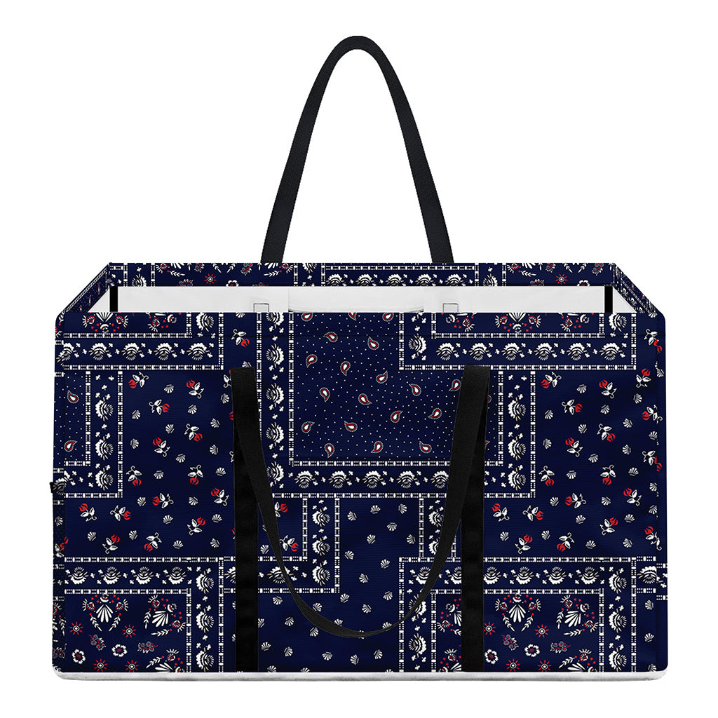 Blue Floral Patchwork Pattern Print Utility Tote Bag