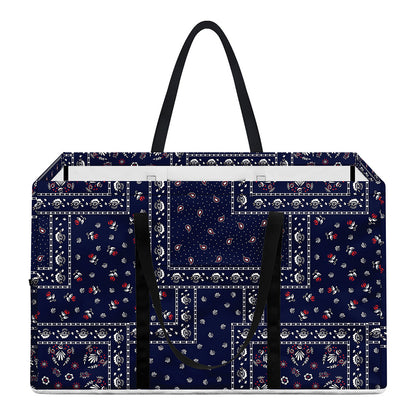 Blue Floral Patchwork Pattern Print Utility Tote Bag
