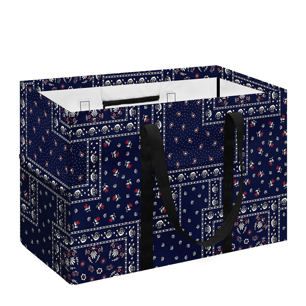 Blue Floral Patchwork Pattern Print Utility Tote Bag