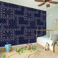 Blue Floral Patchwork Pattern Print Wall Sticker
