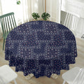 Blue Floral Patchwork Pattern Print Waterproof Round Tablecloth