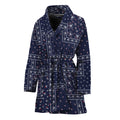 Blue Floral Patchwork Pattern Print Women's Bathrobe