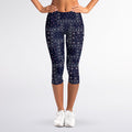 Blue Floral Patchwork Pattern Print Women's Capri Leggings