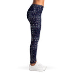 Blue Floral Patchwork Pattern Print Women's Leggings