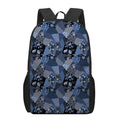 Blue Flower Patchwork Pattern Print 17 Inch Backpack