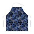 Blue Flower Patchwork Pattern Print Adjustable Apron