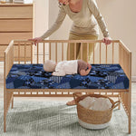 Blue Flower Patchwork Pattern Print Baby Crib Sheet