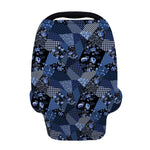 Blue Flower Patchwork Pattern Print Baby Seat Cover