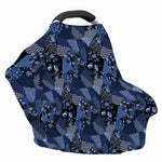 Blue Flower Patchwork Pattern Print Baby Seat Cover