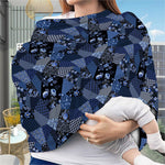 Blue Flower Patchwork Pattern Print Baby Seat Cover