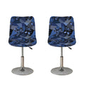 Blue Flower Patchwork Pattern Print Bar Stool Covers