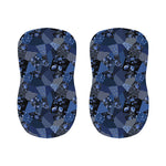 Blue Flower Patchwork Pattern Print Bar Stool Covers