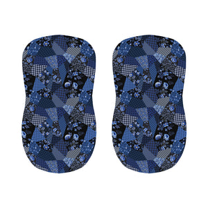 Blue Flower Patchwork Pattern Print Bar Stool Covers