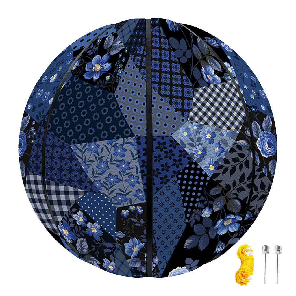 Blue Flower Patchwork Pattern Print Basketball