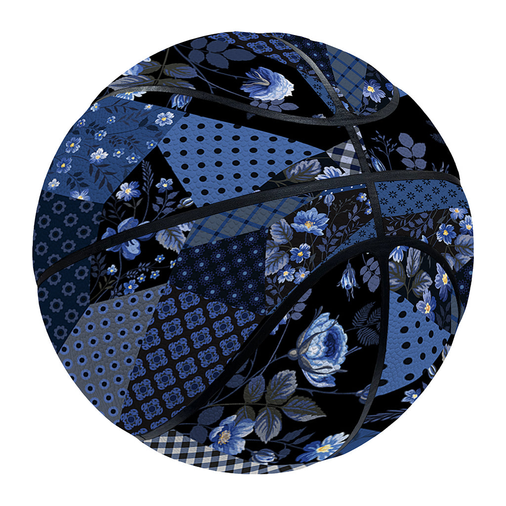 Blue Flower Patchwork Pattern Print Basketball