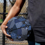Blue Flower Patchwork Pattern Print Basketball