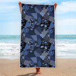 Blue Flower Patchwork Pattern Print Beach Towel