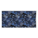 Blue Flower Patchwork Pattern Print Beach Towel