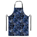 Blue Flower Patchwork Pattern Print Bib Apron With Pocket