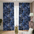Blue Flower Patchwork Pattern Print Dimout Pencil Pleat Curtains